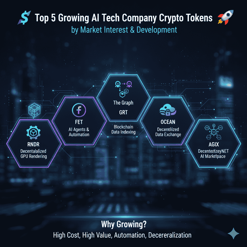 Top 5 Growing AI Tech Company Crypto Tokens (by Market Interest & Development)