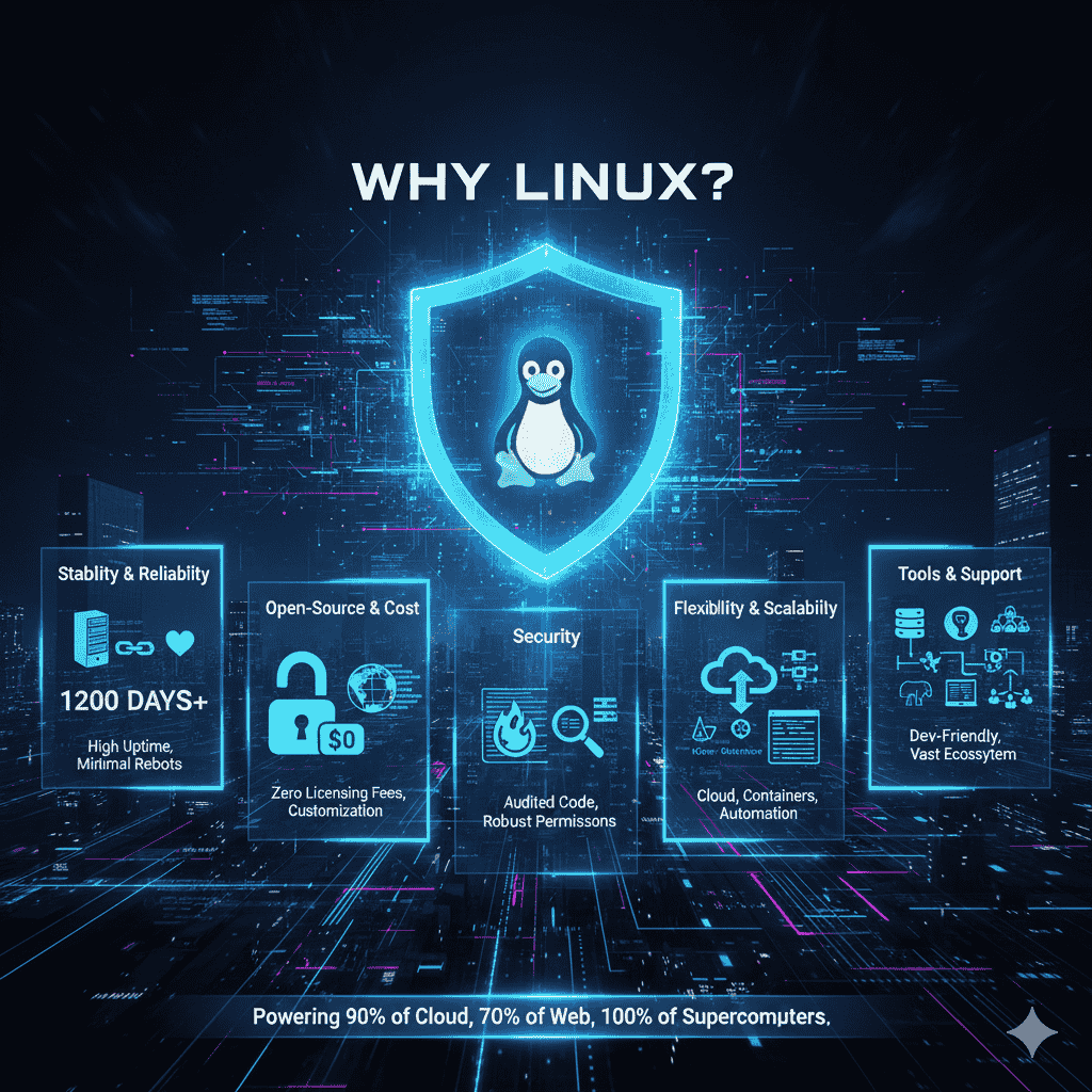 Why is Linux widely used on the server side? No Windows.